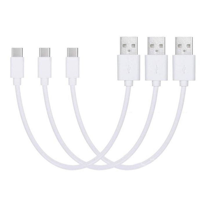 iWill 3 Pack 20cm Short Data Transfer Charger Charging USB Type C Cable Cord Bulk White TPE
