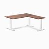 Desky Fixed Height Hardwood L-Shape Office Desk White Frame 150x155cm - Walnut