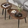 Homfurn Set Of 2 Industrial Nesting Side Tables – Walnut & Black, Mdf Top, Tripod Iron Legs, Space-saving Design