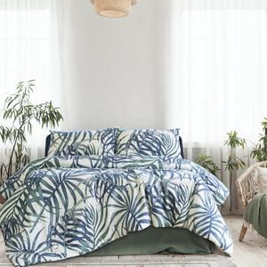 Ardor Boudoir Paradise Palms King Bed Quilt Cover Set - Blue