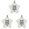 3x Ceramic Hanging 8x9cm Star Best Dad Ever w/ String Ornament Home/Office Decor