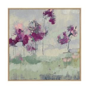 Artey | Fuchsia Treeline I - Framed Canvas - Natural Frame - 120 x 120cm