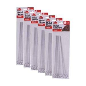 6x 6pc Culinary Kitchen Barbecue Grill Metal Skewers W/ Loop Handle 20cm