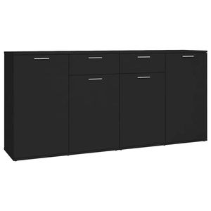 vidaXL Sideboard Black Engineered Wood Side Cabinet Storage Home Organiser