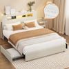 Oikiture Bed Frame 2 Drawers Double Size with LED Charging Storage Bedhead