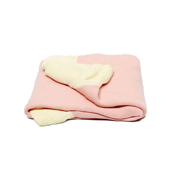 CottonMore Knitted Cotton Blanket Lotus Flange Large Blanket Soft Throw Rug160x130cm - Pink