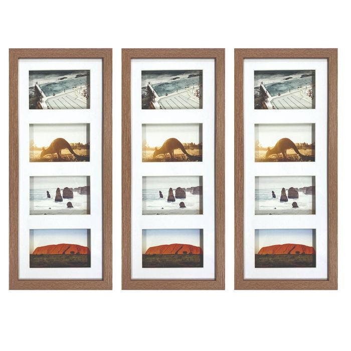 3PK Frankie & Me Shadow 8x20'' Picture Frame Photo Holder Home Decor Dark Oak