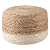 Ombre Hand Braided Jute Cotton Pouf Ottoman - Jute Beige
