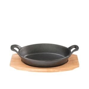 Pyrolux Pyrocast Cast Iron Oval Gratin with Maple Tray 15.5x10cm