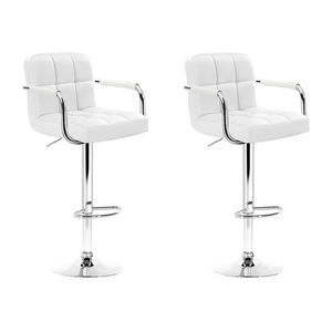 Artiss Noa Set of 2 White PU Leather Bar Stools