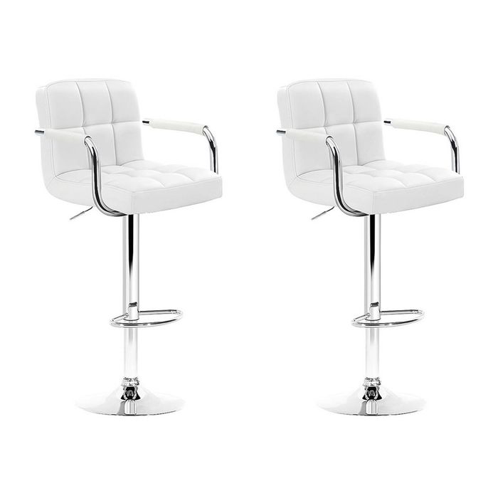 Artiss Noa Set of 2 White PU Leather Bar Stools