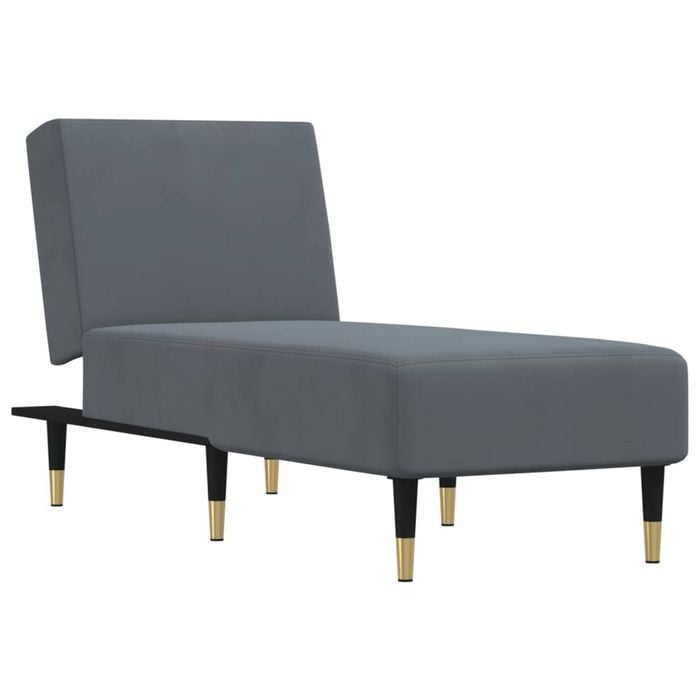 vidaXL Chaise Longue Reclining Chair Upholstered Lounge Sofa Dark Grey Velvet