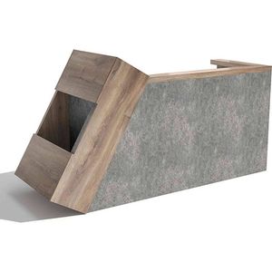 Modern Furniture QUADE Reception Desk - Warm Oak & Concrete Look