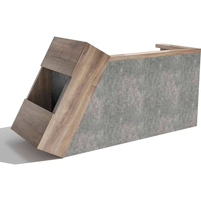 Modern Furniture QUADE Reception Desk - Warm Oak & Concrete Look