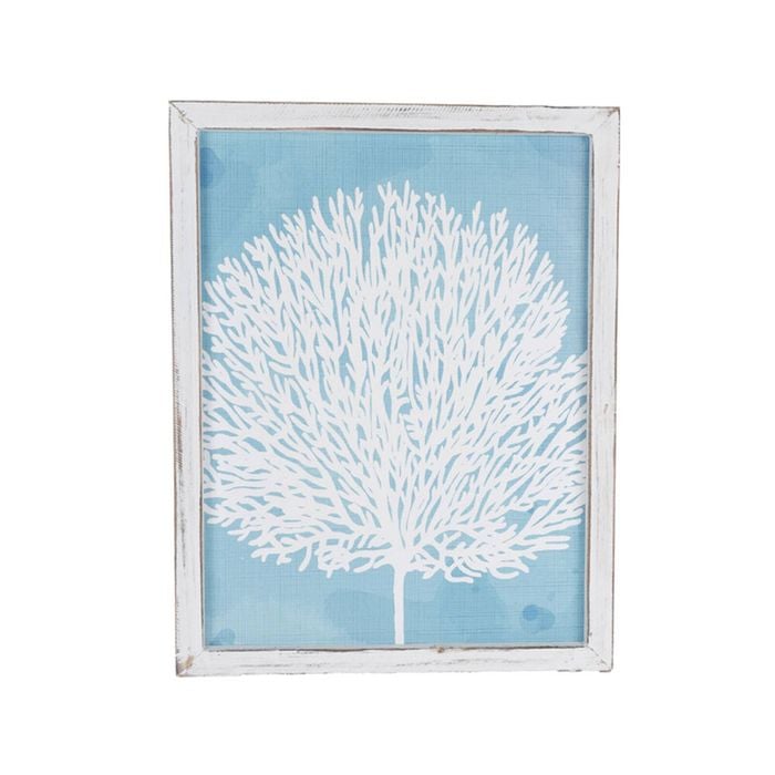 Maine And Crawford D1 Coral Blue & White Wall Artwork Home Decor 45x35x2cm