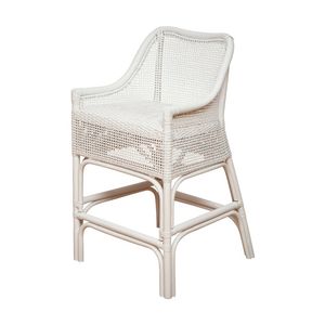 1825 Interiors Savannah Breakfast Stool Rattan With Padded Seat Matte White