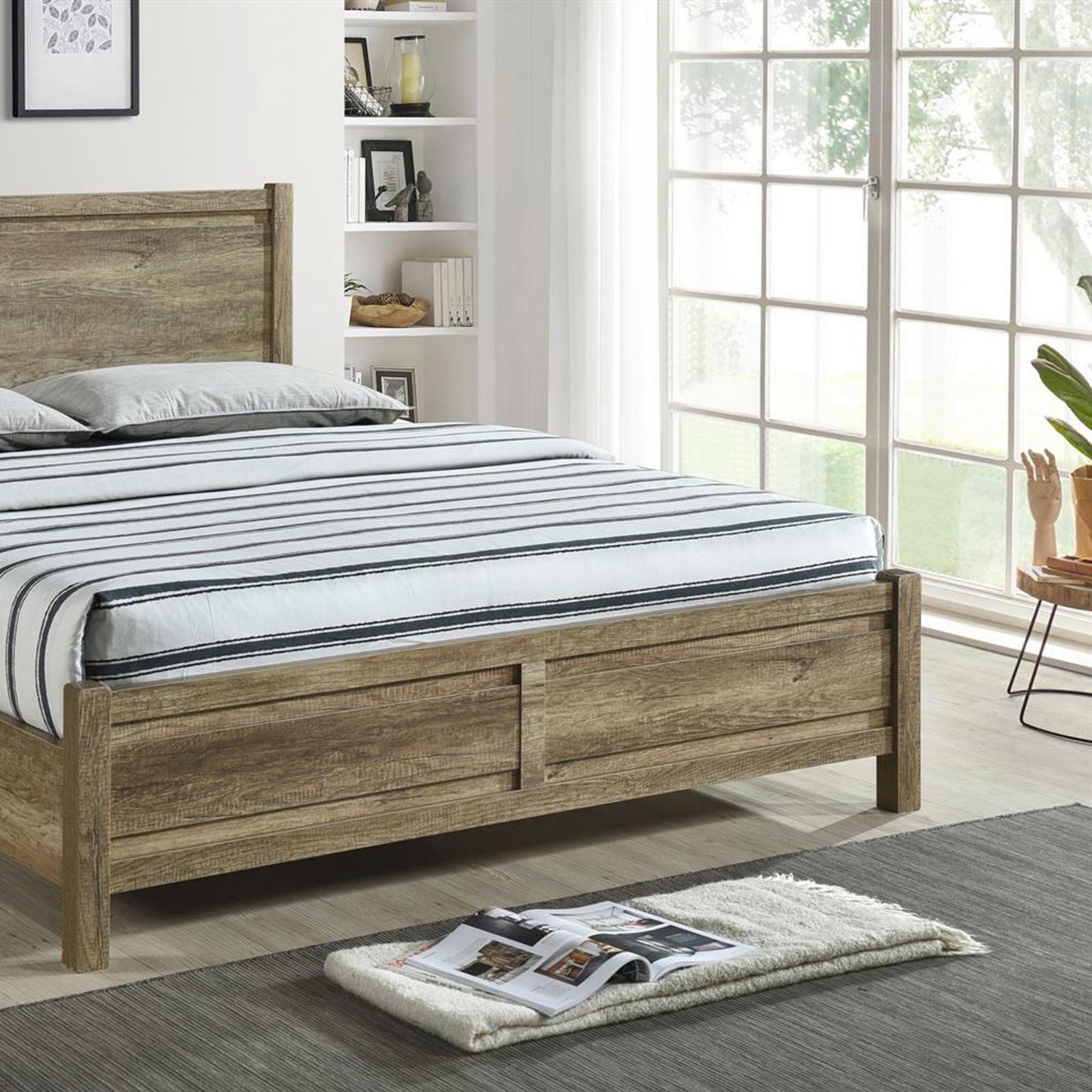 Queen Size Bed Frame Natural Wood like MDF in Oak Colour Bunnings Australia