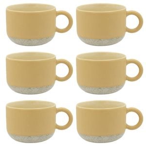 6PK Ecology Stoneware Kitchenware Hull Drinking Mug Cup 370ml/14cm Lemon