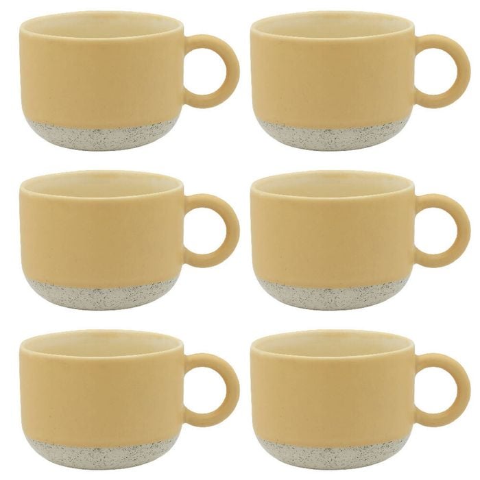 6PK Ecology Stoneware Kitchenware Hull Drinking Mug Cup 370ml/14cm Lemon