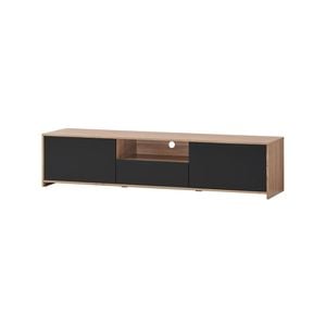 Lesley Entertainment Unit TV Cabinet Lowline 180cm 2 Doors 1 Drawer Oak and Black
