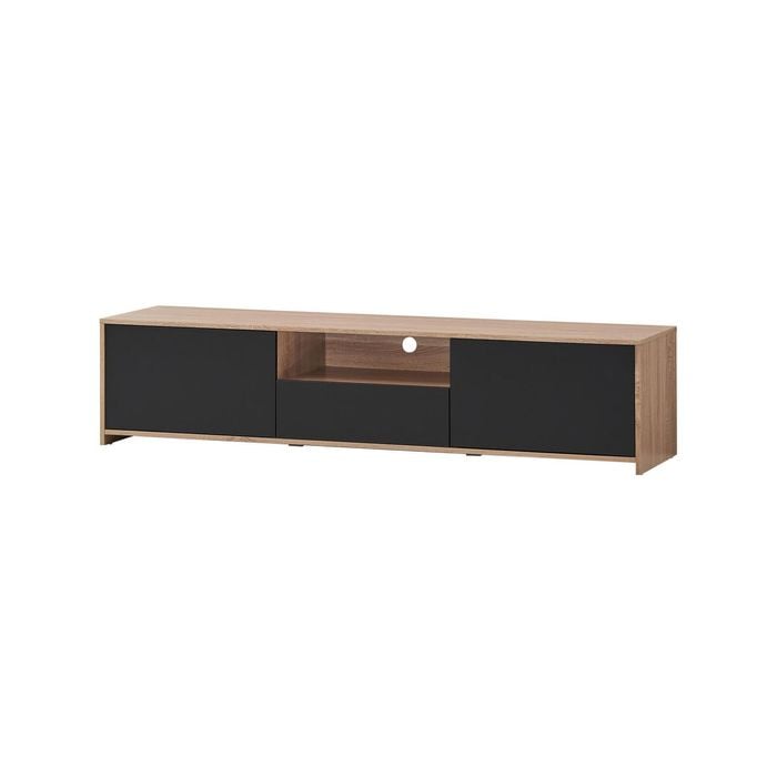 Lesley Entertainment Unit TV Cabinet Lowline 180cm 2 Doors 1 Drawer Oak and Black
