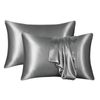 Catzon 2 Pcs Satin Pillowcases with Envelope Closure for Hair and Skin 51X91cm-Silver Grey