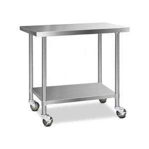 Cefito 1219x610mm Commercial Stainless Steel Kitchen Bench w/ Wheels