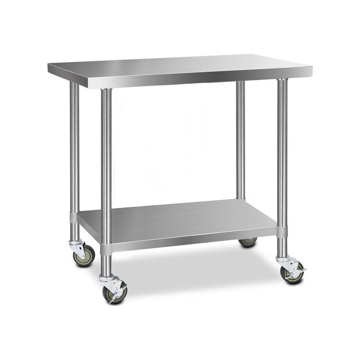 Cefito 1219x610mm Commercial Stainless Steel Kitchen Bench w/ Wheels