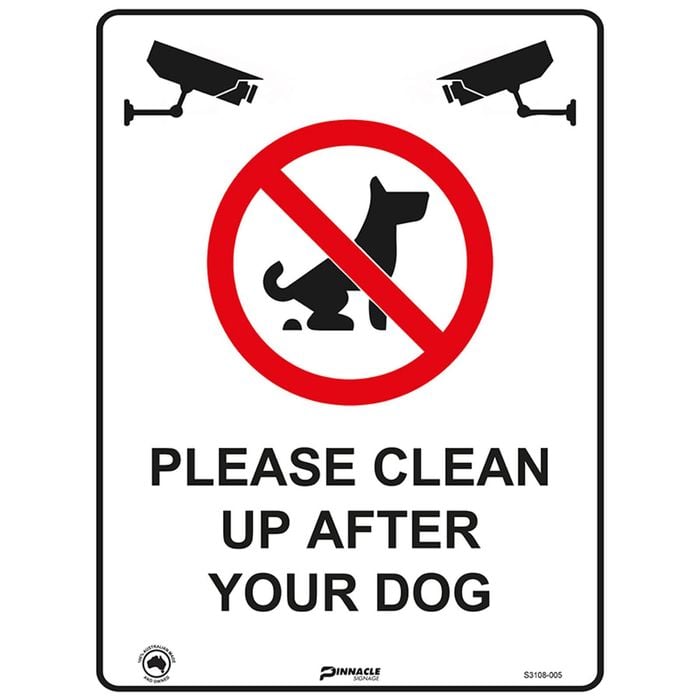 Pinnacle 400 x 300mm Metal Please Clean Up After Your Dog Camera Pic Sign