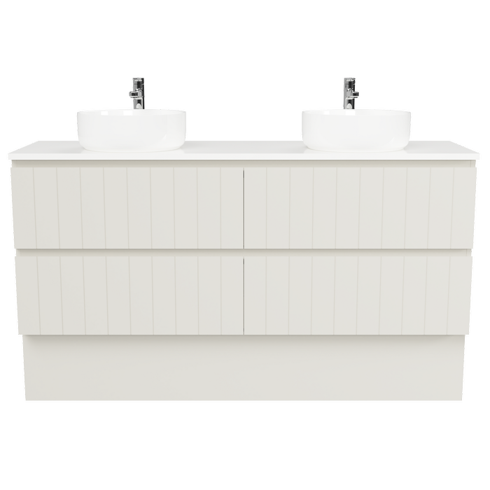 New England Joinery 1500mm Splendor Double Basin SilkSurface Top Floor Standing Vanity