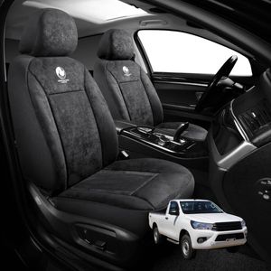 Australian Goose Edition Front Seat Covers for Toyota Hilux Single Cab 2015 - Current - Suede, Universal Fit - Black