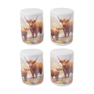 2pk 2pc Macneil Highland Cow Ceramic Salt Pepper Shakers Container Set 5cm
