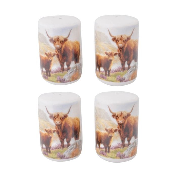 2pk 2pc Macneil Highland Cow Ceramic Salt Pepper Shakers Container Set 5cm