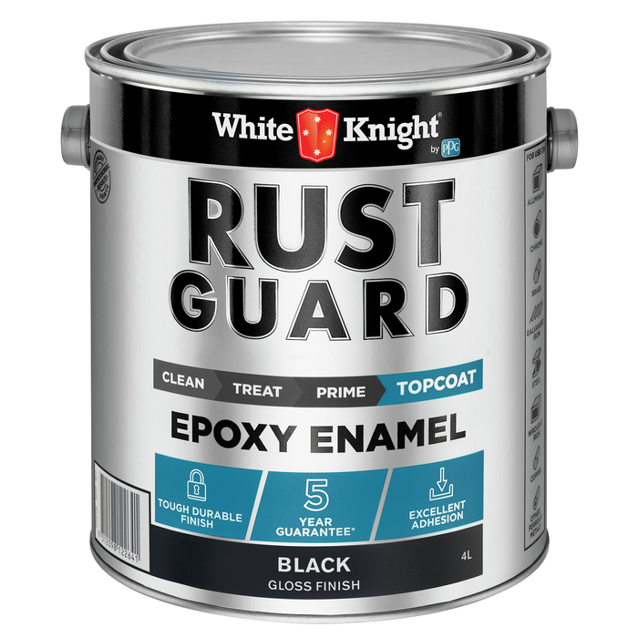 White Knight 4L Black Gloss Rust Guard Epoxy Enamel Paint