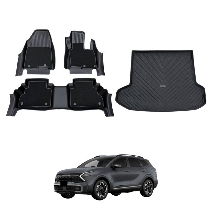 AUSGO Double-Layer Floor Mats & Boot Liner Set for KIA Sportage NQ5 GT-Line / SX+ 2021-2025 Car Floor Liners Cargo Mat
