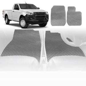 6D Diamond Car Floor Mats for Isuzu D-Max Single Cab 2012-2020-Front Set-Grey-Outback GT