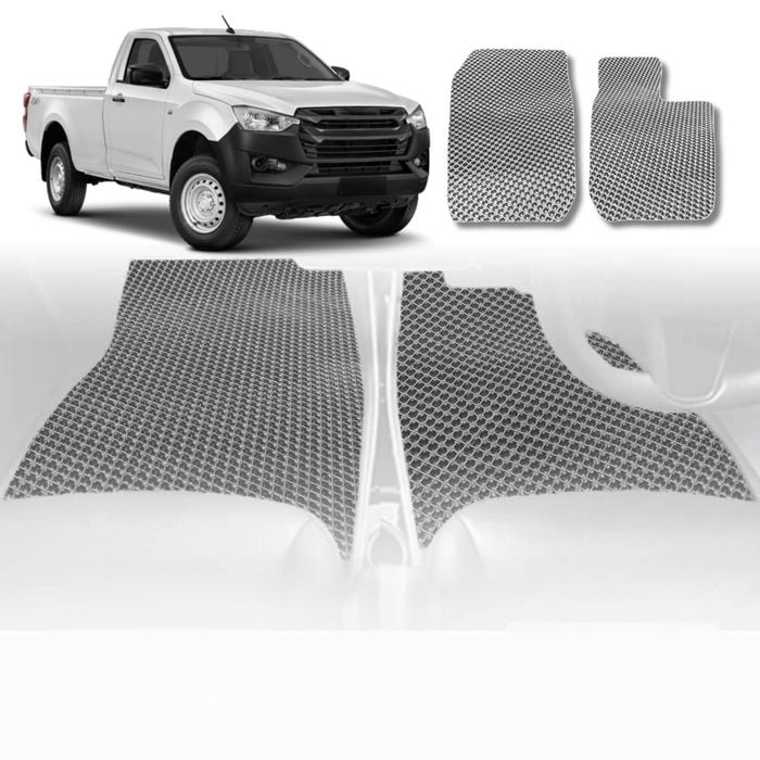 6D Diamond Car Floor Mats for Isuzu D-Max Single Cab 2012-2020-Front Set-Grey-Outback GT