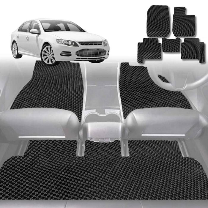 6D Diamond Car Floor Mats for Ford Falcon (FGX)2014-2016-Full Set-Black-Outback GT