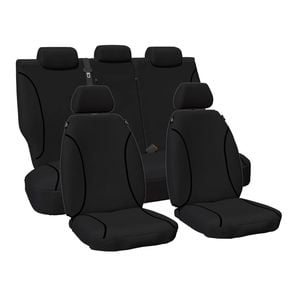 For Toyota Hilux Dual Cab 2015-on Tradies Black Canvas Seat Covers