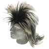 s Long SPIKY Wig Rock Punk 80s Fancy Dress Costume Bogan Mullet Spikey Black/Blonde
