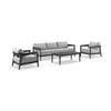 Bronte 3+1+1 Outdoor Aluminium Lounge Setting Charcoal With Coffee Table & Textured Olefin Grey Cushions