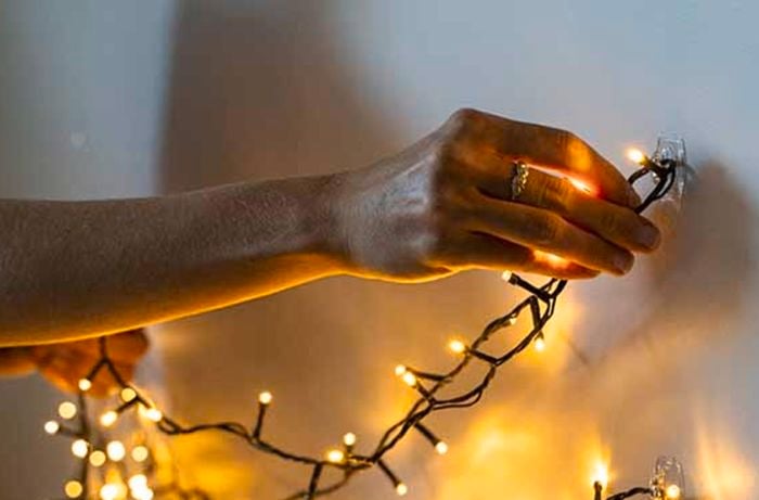 Attaching fairy lights to a wall