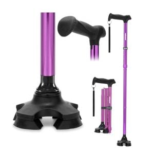 REHAND M-Quad PIVOT Cane for Adults, Soft Hand Grip(Purple)
