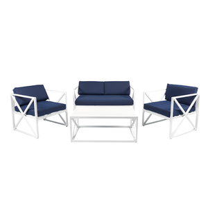 Genex Designs Hamptons Alum 4pc Outdoor Lounge Set Navy