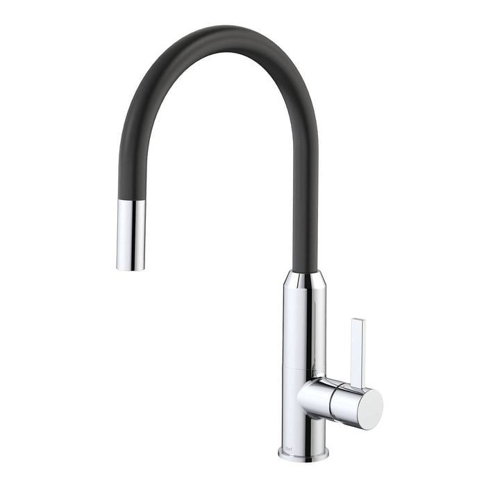 Dorf  Black/Chrome Lead Free Vixen Retractable Sink Mixer