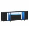 Advwin 180cm TV Cabinet LED Entertainment Unit Stand w/ Power Outlet & Drawer Media Console Table Black