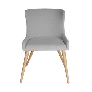 SK Designer Living | Osaka Upholstered Dining Chair | Natural Wood Legs - Light Grey Fabric