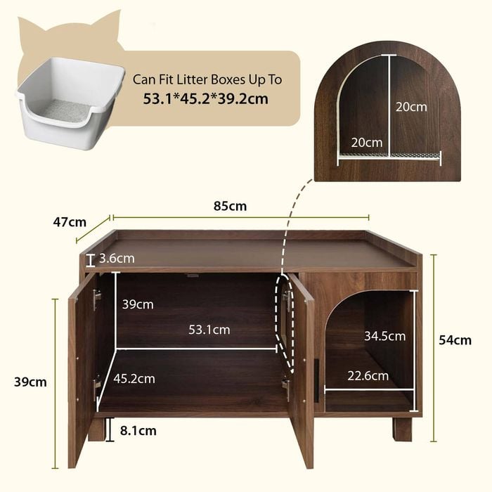 TOPET Cat Litter Box Enclosure Cabinet Box Kitty Indoor Crate Cabinet ...