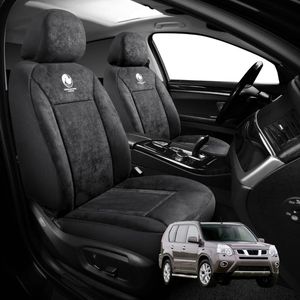 Australian Goose Edition Front Seat Covers for Nissan X-TRAIL 2007 - 2014 (T31) - Suede, Universal Fit - Black