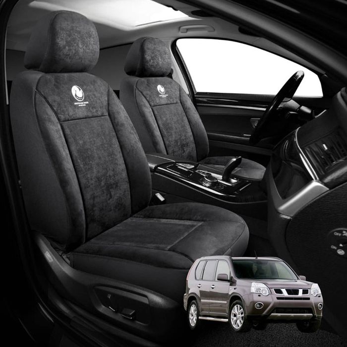 Australian Goose Edition Front Seat Covers for Nissan X-TRAIL 2007 - 2014 (T31) - Suede, Universal Fit - Black